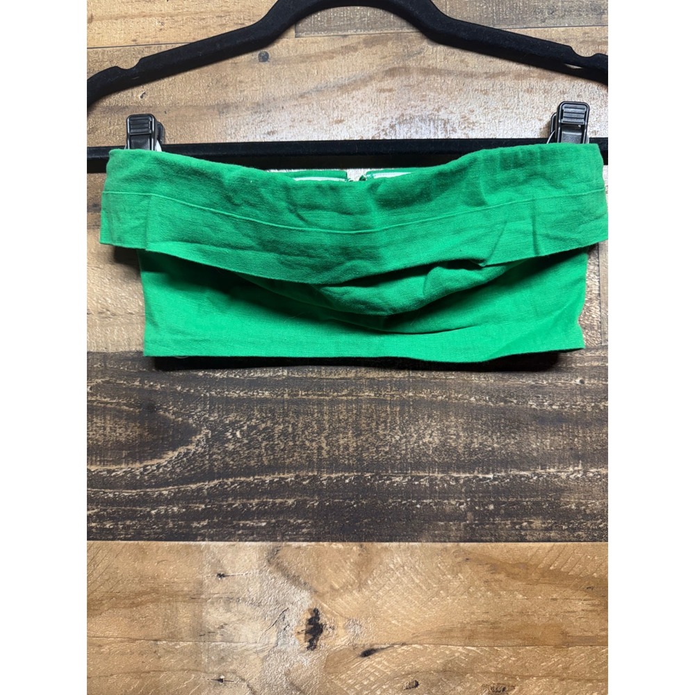 Princess Polly Green Off Shoulder Fold Over Tube Top Crop Zip Size US‎ 2